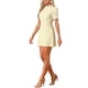 thumbnail image 4 of INSPIRE CHIC Vestido de Manga Corta Vintage con Panel de Contraste y Cuello Volante para Mujeres XL Amarillo Blanco, 4 of 6