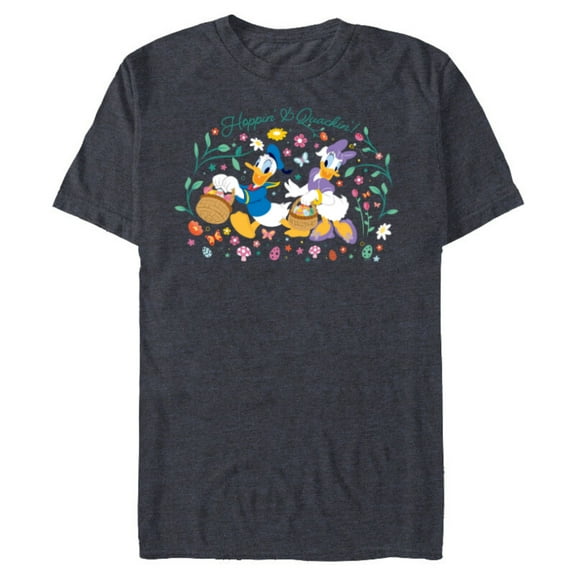 Disney Donald Duck and Daisy Duck Easter Hoppin’ & Quackin’ - Short Sleeve Blended T-Shirt for Adults - Customized-Navy Heather