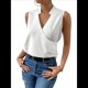 thumbnail image 2 of Camisetas Sin Mangas Plisadas para Mujer, Blusas Casuales Sin Mangas con Cuello en V, Camiseta Básica de Verano XXL, 2 of 9