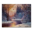 thumbnail image 3 of Designart 'Dark Blue Silhouettes of Trees With Winding River' Lake House Print on Natural Pine Wood, 3 of 5