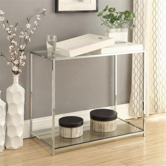 Kingfisher Lane Glass Console Table in White