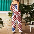 thumbnail image 3 of Iaqnaocc 4th of July Women's Jumpsuits Patriotic American Flag Stars Striped Sleeveless Jumpers Casual Adjustable Strap Overalls Jumpsuits 1776-2026 Trendy Cotton Linen Overalls Deep Red S, 3 of 4