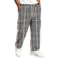 thumbnail image 3 of UDAUDU Cargo Sweatpants for Men Plaid Fall Lightweight Stretch Drawstring Trouser Outdoor Workout Hiking Loose Fit Pants with Pockets Dark Blue 3XL, 3 of 8