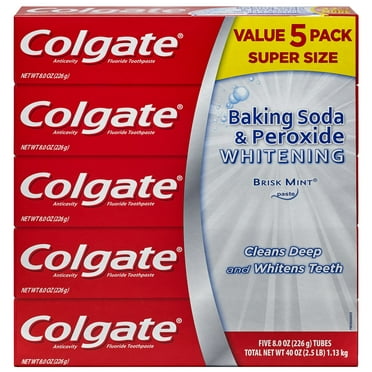 Colgate Baking Soda and Peroxide Flavor, Whitening Toothpaste 5 Pack. 8 Ounces.