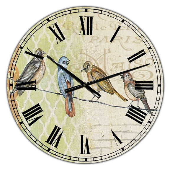 Designart Oversized Multicolor Analog Round Cottage Modern Wall Clocks, CLM25370-C23