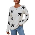 thumbnail image 1 of Crewneck Sweaters for Women Star Print Knitted Pullover Sweaters Lightweight Sweater Shermie, 1 of 6