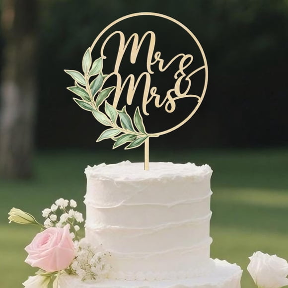 Decoración para tartas de boda HNGWLYN con diseño de señor y señora, diseño de madera