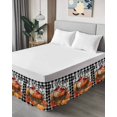 thumbnail image 4 of Thanksgiving Pumpkin Bed Skirt Queen Size 16 Inch Drop, Welcome Bird Maple Leaves Black Plaid Wrap Around Dust Ruffle Bedskirts, Wrinkle & Fade Resistant Easy Fit Bedskirt with Adjustable Elastic, 4 of 8