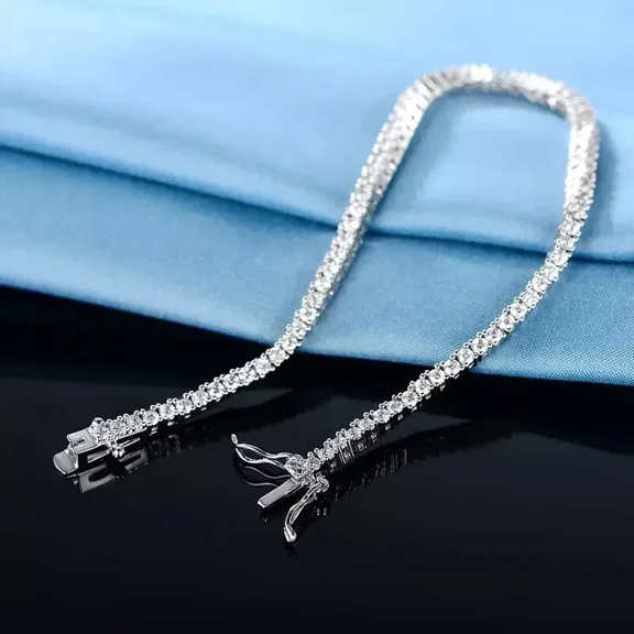 3MM Round Cut Lab Created Diamond Women Tennis Bracelet 14k White Gold Plated 7" 925 Silver Valentine Day Gift