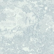 Peel and Stick Wallpaper Blue and White Vintage Forest Animals Floral Wallpaper Removable Self-Adhesive Contact Paper for Bedroom Living Room Cabinets Decoration Thicken 17.3" x 197