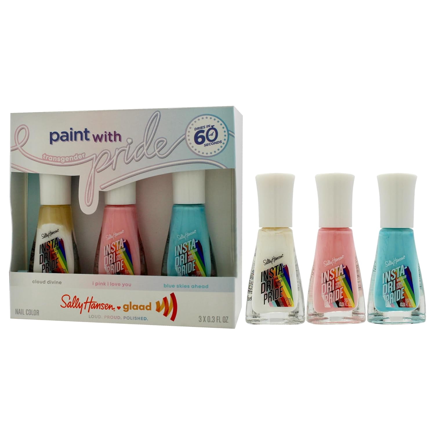 SALLY HANSEN INSTA-DRI PAINT WITH PRIDE NAIL COLOR SET FOR WOMEN - 3 PC 0.31OZ NAIL POLISH