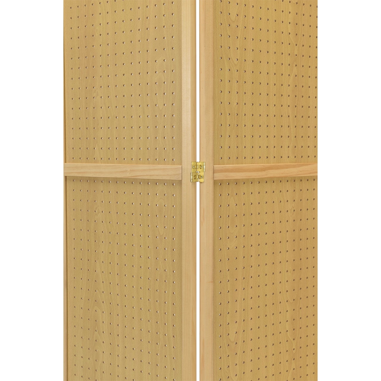 Legacy Decor 4 Panels Room Divider Folding Screen Pegboard Insert Natural Color Free Standing