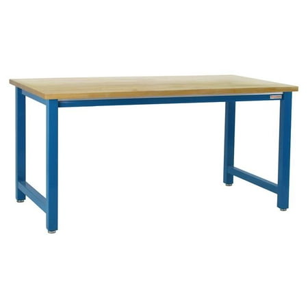 

30 x 48 in. Kennedy Workbenches with Solid 1.75 in. Thick Lacquered Finish Maple Butcher Block Top Light Blue