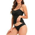thumbnail image 2 of WREESH Womens Two Piece Swimsuit Tummy Control Tankini Swimsuit New Fashion Swimwear Casual Bikini Set Swimsuit Beach Bathing Suit Black, 2 of 5