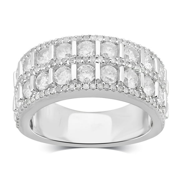 Arista 2.00 Carat T.W Diamond Three Row Anniversary Ring in Sterling Silver(I-J, 2-I3)