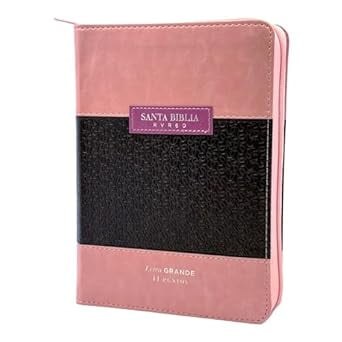 Biblia Reina Valera 1960 tamaño portátil Letra Grande 11 puntos. Imitación Piel Rosa/marrón. Cierre e índice.