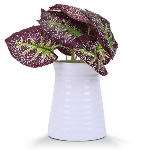 VanEnjoy 6 inch Modern Ribbed Design Small White Ceramic Decorative Tabletop Centerpiece Vase Flower Pot (White Spiral)