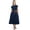 Blue, variant on Bimba Navy Blue Women's Denim Solid Mid Calf A-Line Dress With Tie Waist Dori - 26