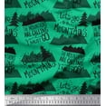 thumbnail image 1 of Soimoi Green Cotton Cambric Fabric Mountains & Text Print Sewing Fabric Yard 56 Inch Wide, 1 of 3