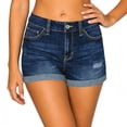 thumbnail image 5 of Nmnitkp Jean Shorts Women's High Waisted Distressed Denim Shorts, Ripped Frayed Raw Hem Jean Shorts with Pockets, Casual Summer Streetwear for Women Blue,L, 5 of 5
