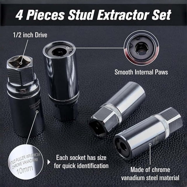 PEONAVET Outil de Retrait de Douille Métrique 4 Pcs Ensemble Extracteur Extracteur Douille de Retrait