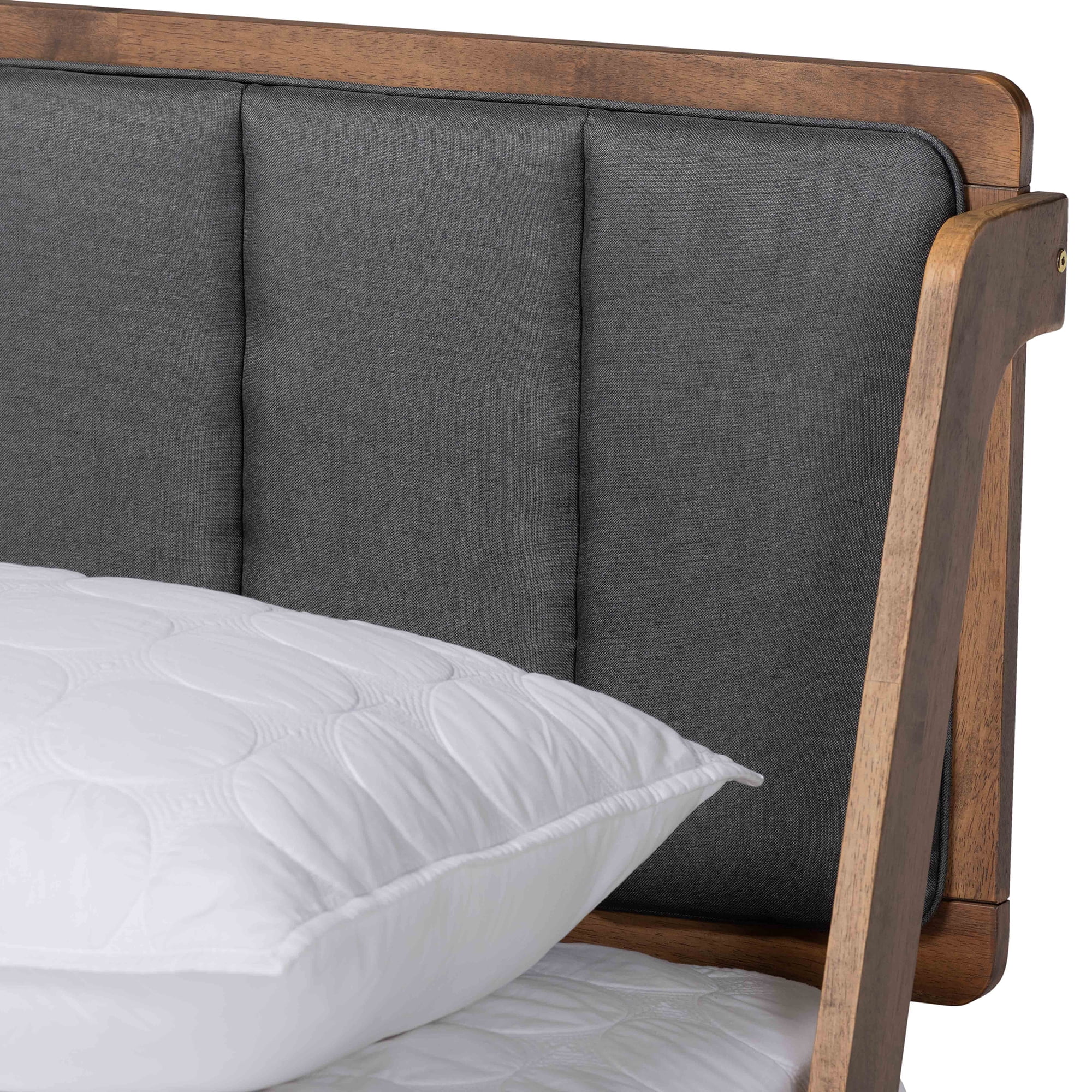 Baxton Studio Helsa Queen Size Linen Platform Bed, Walnut