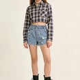 thumbnail image 4 of Liyamei Girls Distressed Denim Shorts with Elastic Waist for Summer Size 5-13,Blue, 4 of 6