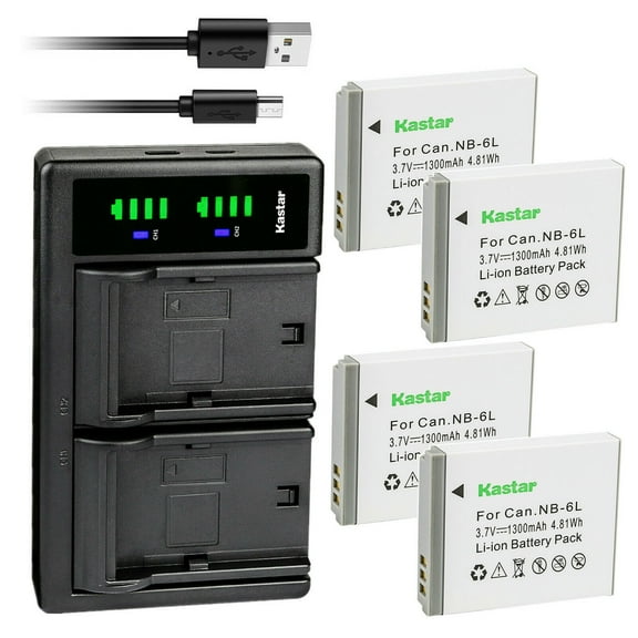Kastar 4-Pack NB-6L Battery and LTD2 USB Charger Replacement for Canon PowerShot S95, PowerShot S120, PowerShot SD770 IS, PowerShot SD980 IS, PowerShot SD1200 IS, PowerShot SD1300 IS Digital Camera