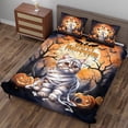thumbnail image 3 of Mummy American Shorthair Happy Halloween with Pumpkins Bats Spooky Fun Quilt Bedding Set Cat Lover Kitten Owner Gifts 1 Blanket Bed Cover 2 Pillowcases - 00019, 3 of 5