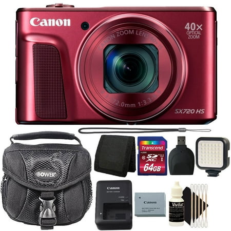 Canon PowerShot SX720 HS 20.3MP 40X Zoom Built-In Wifi / NFC Full HD 1080p Point and Shoot Digital Camera Red with 64GB Accessory