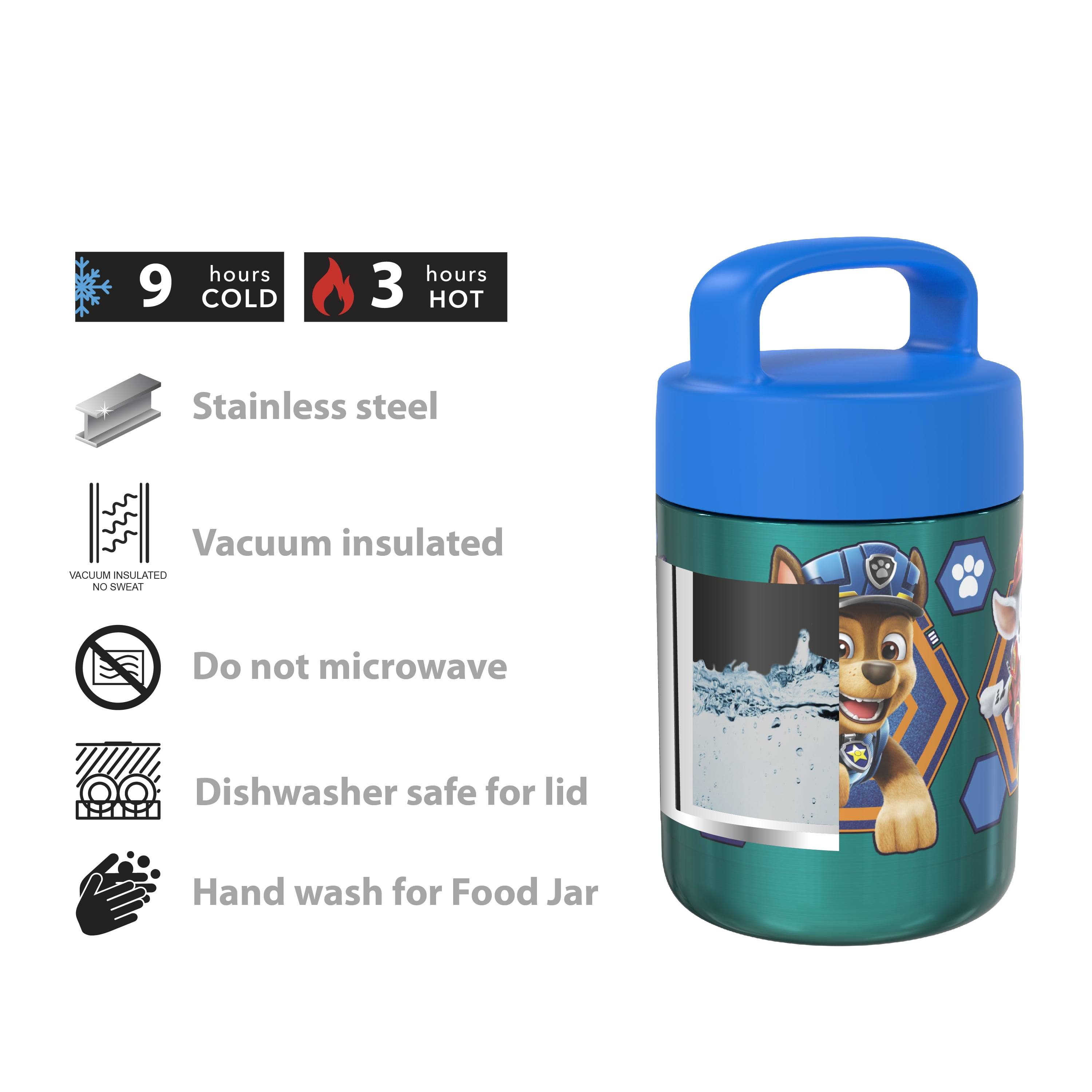  Pawtong 12oz Insulated Vacuum Food Jar with Buckle Lid Wide  Mouth Soup Thermo for Hot Food Kids Leakproof Stainless Steel Lunch  Container- Blue- 1Pack : Home & Kitchen