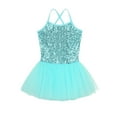 thumbnail image 4 of Hansber Girls Sequin Ballet Tutu Dress Sparkly Straps Leotards Ballerina Outfit Dance Costumes for Kids Turquoise 5-6, 4 of 7