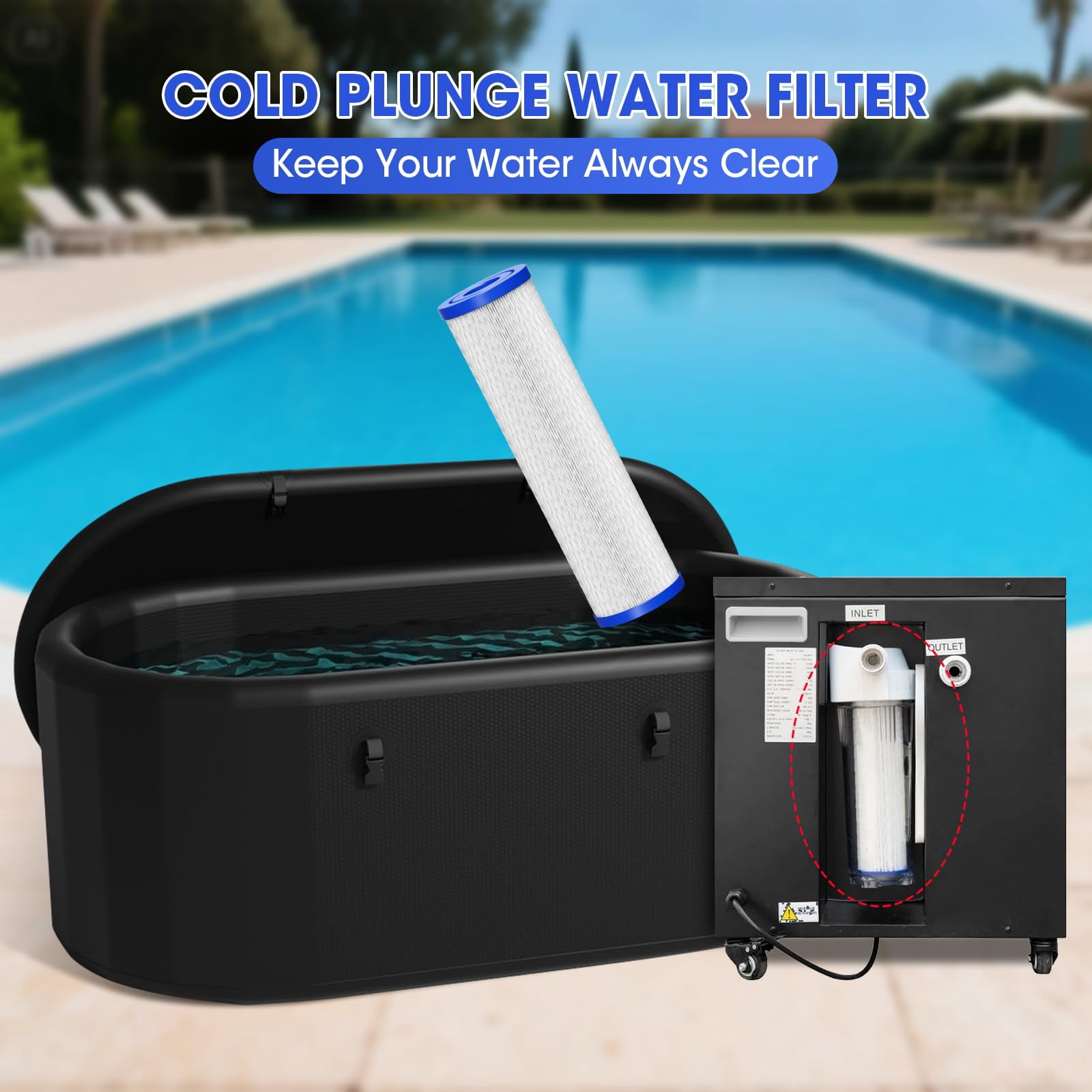 Cold Water Plug Filter Cartridge Filter Element 10"x2.5", 4 pcs 30 Micron Sedimentation Filters, Suitable for Cold Water Plug Pipes, Whole House Systems, Under Sink Systems, and Ice Bath Chillers