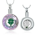 thumbnail image 3 of Crystal Circle of Life Cremation Jewelry Memorial Urn Necklace for Ashes Lucky Four-Leaf Clover Stainless Steel Pendant for Women Men Gifts, 3 of 4