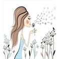 thumbnail image 3 of Retro Duvet Cover Set, Fashion Woman with Dandelion Flower Spring Wind Garden Sketchy Illustration, Decorative 3 Piece Bedding Set with 2 Pillow Shams, Queen Size, Warm Taupe and Blue, by Ambesonne, 3 of 3