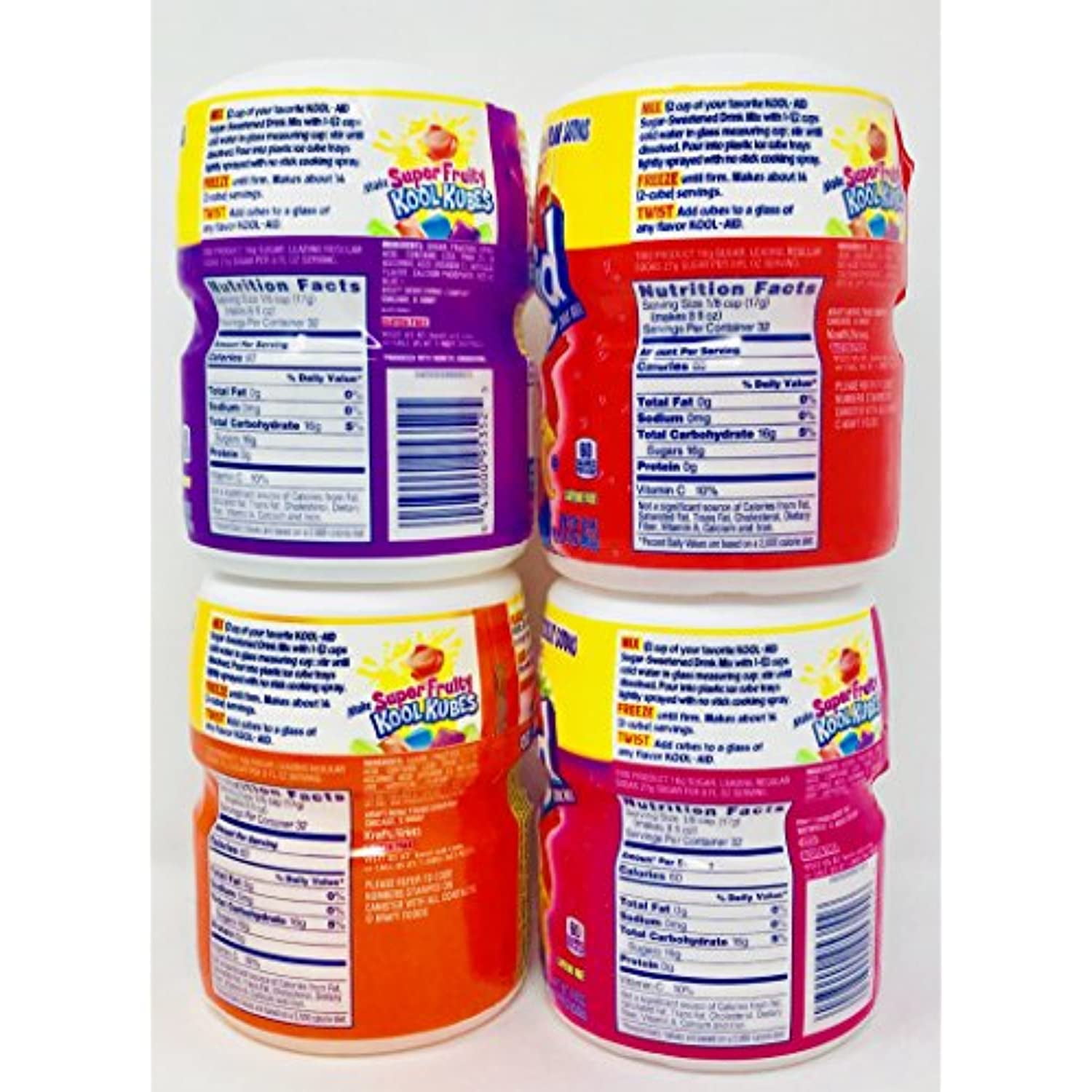 Kool-Aid Fun Flavor Variety Pack! 4 Pack Of 19Oz Canisters - 1 Canister Of Each Flavor - Grape - Cherry - Orange - Strawberry