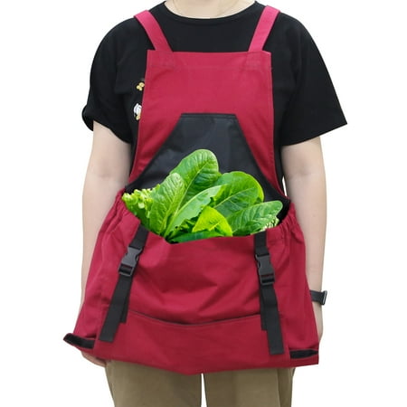 ametoys Outdoor Garden Apron Camping Gardening Harvesting Canvas Apron with Pockets for Vegetable Fruit Flowers