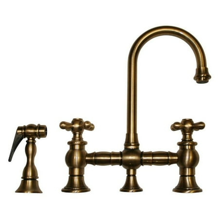 Whitehaus Vintage III WHKBCR3-9106 Double Handle Bar Faucet with Side Spray - Mahogany Bronze