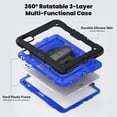 thumbnail image 2 of Case for iPad Pro 11 Inch (M4 2024/M5 2025) with Screen Protector, 360 Degree Rotating Kickstand Hand Strap Heavy Duty Shockproof Cover with Shoulder Strap, Dark Blue PC, 2 of 7