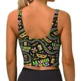 thumbnail image 3 of Haiem Mardi Gras3 Pattern Womens Sports Bra - U Neck Padded Low Impact Yoga Bra Workout Crop Top Gym Moisture-Wicking Workout Vest -Medium, 3 of 9