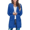 thumbnail image 2 of UYISJ Women's Oversized Cardigan Casual Long Sleeve Sweater Loose V Neck Open Front Outerwear Soft Knit Sweaters with Pockets Blue S, 2 of 6