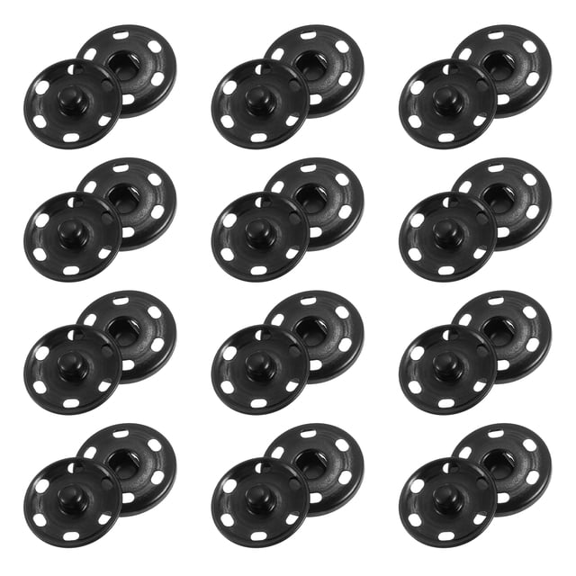 25 Sets Sewing Snap Buttons, Press Buttons Snap Fasteners 19mm, Black
