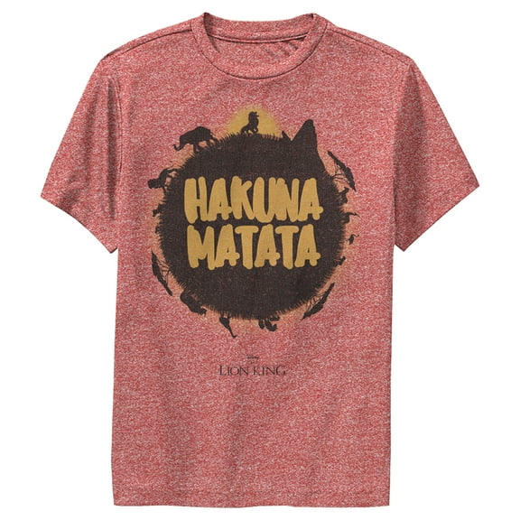 Boy's Lion King Hakuna Matata Jungle Sun  Performance Graphic Tee Red Heather X Large