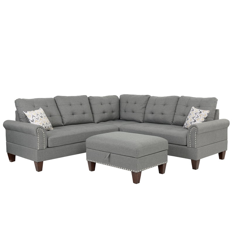 Charcoal Fabric Sectional Sofa Baci Living Room
