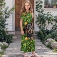 thumbnail image 3 of Uourmeti Saint Patrick Dachshund Print Girls Maxi Summer Dress with Pocket Short Sleeve Spring Boho Long Sundress Casual School for Kids, Size 7-8 Years, 3 of 7