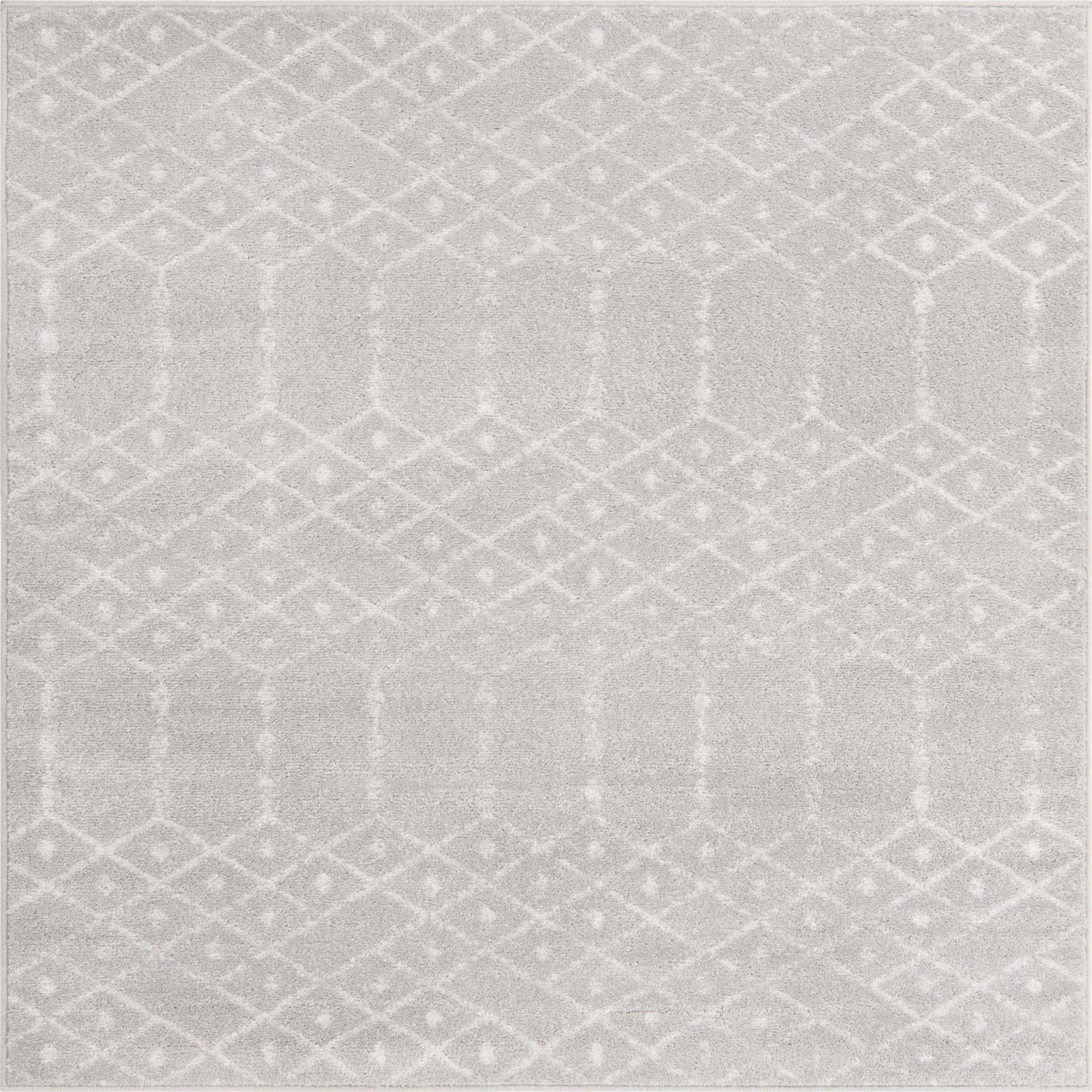 Paxon Trellis Collection Rug 4 Ft Square Light Gray Medium