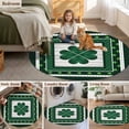 thumbnail image 6 of St Patricks Day Round Area Rug 5ft, Green Shamrock Farmhouse Wooden Grain Washable Non-Slip Circle Rugs for Bedroom Living Room Kitchen, Soft Low Pile Carpet for Dining Room Playroom Nursery, 6 of 9