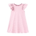 thumbnail image 3 of CUSTG Girls Dress Solid Color Flutter Sleeve Crewneck Dress Casual Summer Wear Comfortable Party Outfit Soft Fabric flower girl dresses, 3 of 3