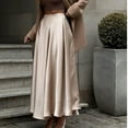 thumbnail image 6 of GigrtiJin Womens Satin Midi Skirt Elastic High Waist Flowy Maxi Skirts Silk Elegant Long Trendy A-Line Skirts, 6 of 8
