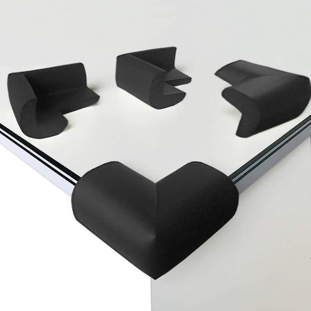 Dww-Juego de 8 Nori Protector de esquina de mesa, protección de esquina de seguridad de espuma suave Bb Protector de esquina antigolpes de ángulo recto con adhesivos resistentes para